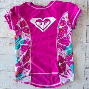 Roxy Floral Hawaiian Short Sleeve Rash Guard Pink
